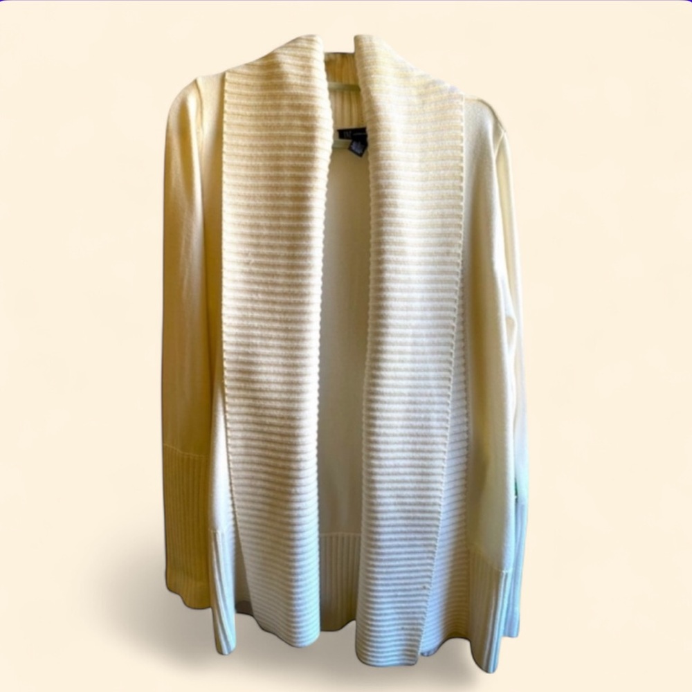 INC Cream Colored Shawl Style Warm Heavy Ribbed Long Cardigan